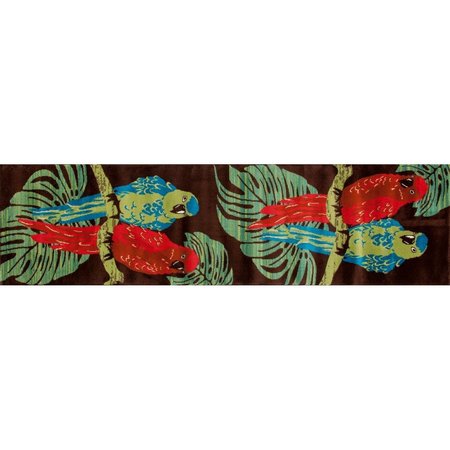ART CARPET Art Carpet 841864117981 2 x 8 ft. Antigua Collection Parrots Woven Area Rug; Brown 841864117981